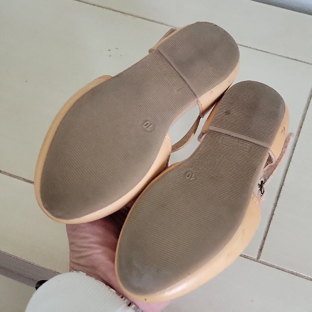 Kids Tan Strappy Flat Sandals